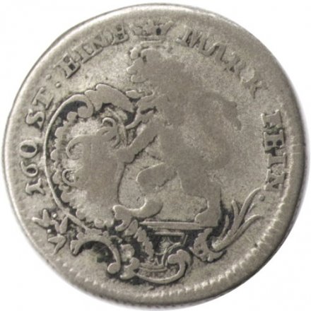 Гессен-Кассель 1/12 талера 1766 год (лицо льва на гербе влево)