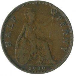 Великобритания 1/2 пенни 1930 год