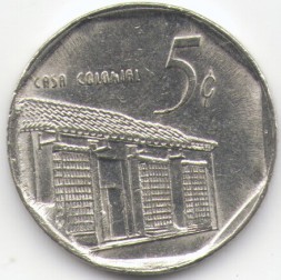Куба 5 сентаво 2002 год (номинал - арабские цифры)