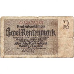 Германия 2 рентмарки 1937 год - F
