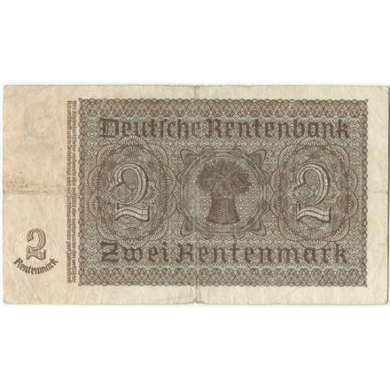 Германия 2 рентмарки 1937 год - F+