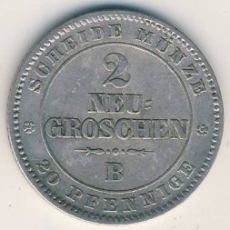 Саксония 2 новых гроша 1866 год