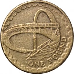 Великобритания 1 фунт 2007 год - Мост Миллениум (Мост Тысячелетия) (никель-латунь)