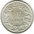 Швейцария 1 франк 1963 год