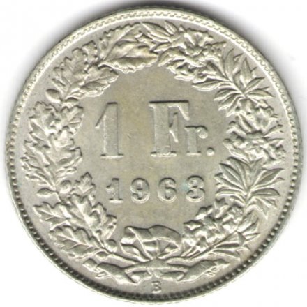 Швейцария 1 франк 1963 год