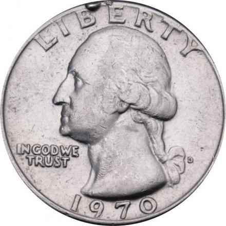 США 25 центов (1/4 доллара) 1970 год - Джордж Вашингтон (D)