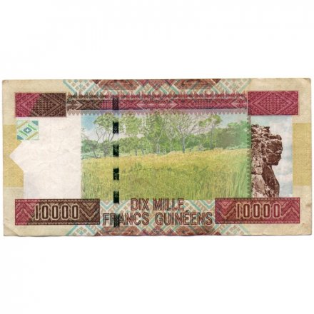 Гвинея 10000 франков 2012 год - Портет мальчика. Пейзаж саванны и гора Лаура - VF