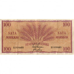 Финляндия 100 марок 1957 год (подписи: Лейнонен, Энгберг) - VF