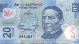 Мексика 20 песо 2013 год - Бенито Пабло Хуарес. Монте-Альбан. Косихо-Питао UNC
