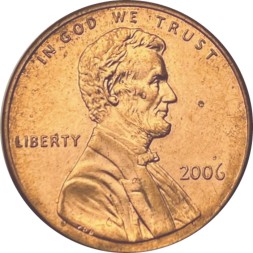 США 1 цент 2006 год - Авраам Линкольн (без отметки МД)