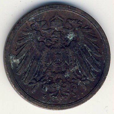 Германия 2 пфеннига 1908 год (A)