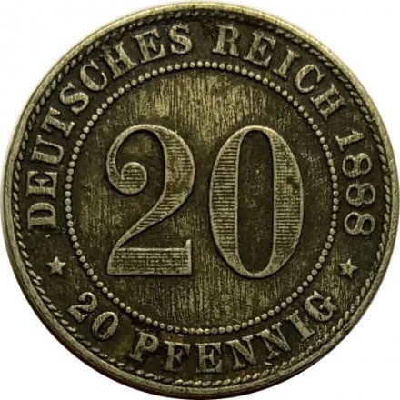 Германия 20 пфеннигов 1888 год (J)