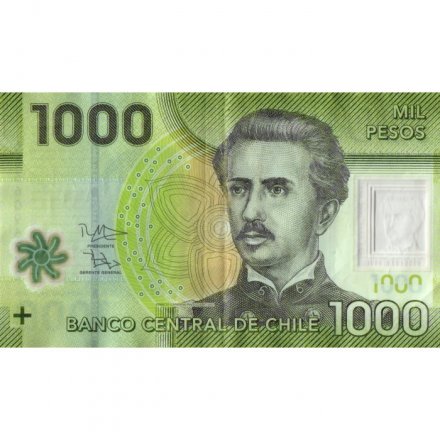 Чили 1000 песо 2016 год - Гуанако в национальном парке Торрес-дель-Пайне - VF