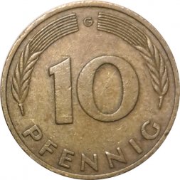 ФРГ 10 пфеннигов 1975 год - G