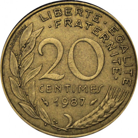 Франция 20 сантимов  1987 год - Марианна