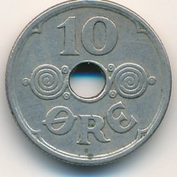 Дания 10 эре 1939 год