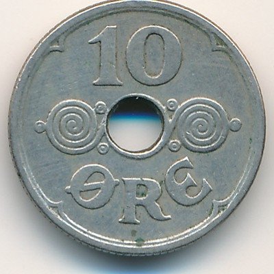Дания 10 эре 1939 год