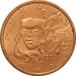 Франция 1 евроцент 1999 год - Марианна UNC