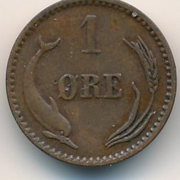Дания 1 эре 1897 год - Король Кристиан IX