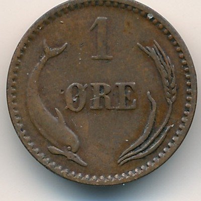 Дания 1 эре 1897 год - Король Кристиан IX