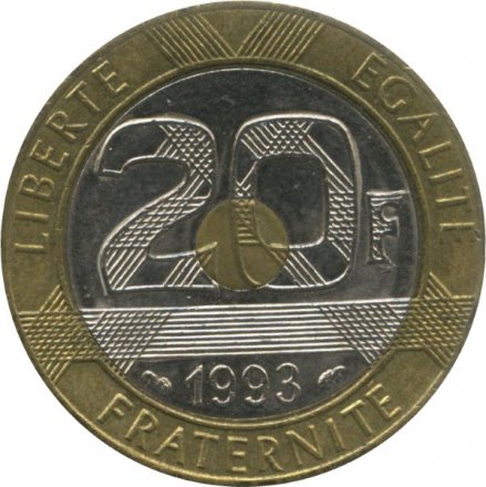 Франция 20 франков 1993 год - Мон-Сен-Мишель (гора святого Михаила)