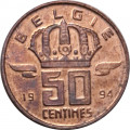 Бельгия 50 сантимов 1994 год BELGIE