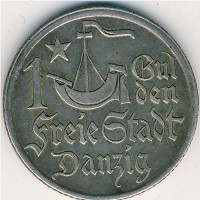 Монета Данциг 1 гульден 1923 год