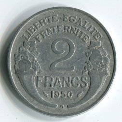 Франция 2 франка 1950 год (B)