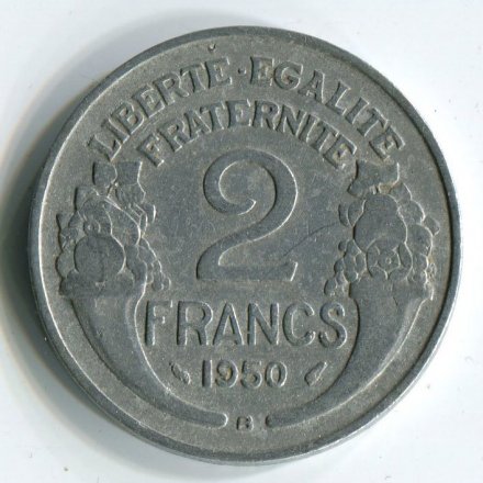 Франция 2 франка 1950 год (B)