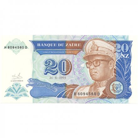Заир 20 новых заиров 1993 год UNC