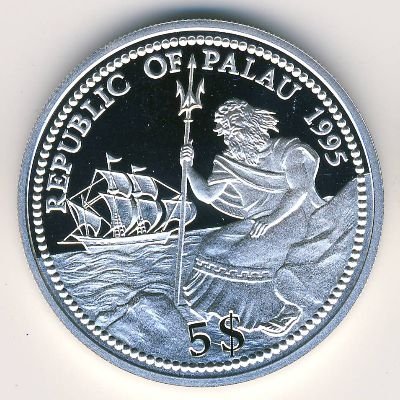 Палау 5 долларов 1995 год