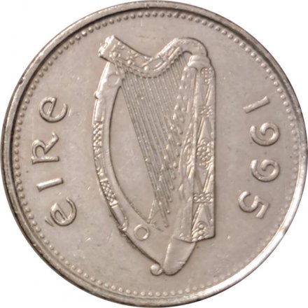 Ирландия 10 пенсов 1995 год - Лосось. Кельтская арфа