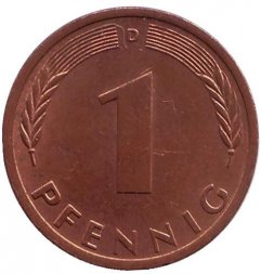 ФРГ 1 пфенниг 1976 год (D)