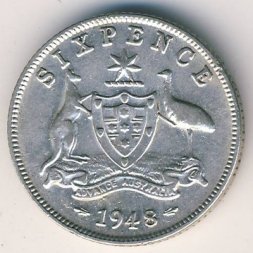 Австралия 6 пенсов 1948 год