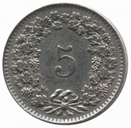 Швейцария 5 раппенов 1969 год