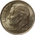 США 1 дайм (10 центов) 2008 год - Франклин Рузвельт (D)