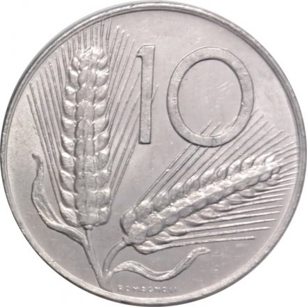 Италия 10 лир 1975 год Колосья