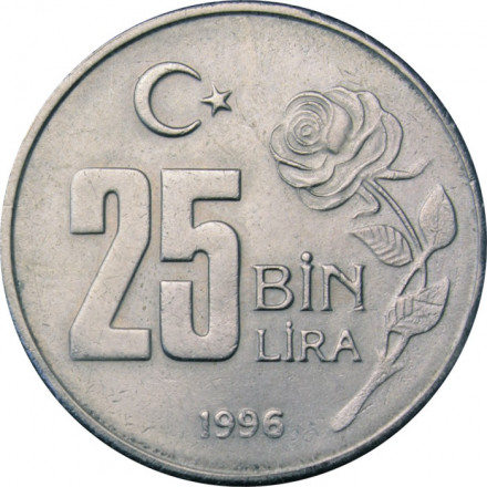 Турция 25000 лир 1996 год