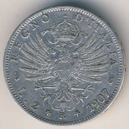 Италия 2 лиры 1907 год