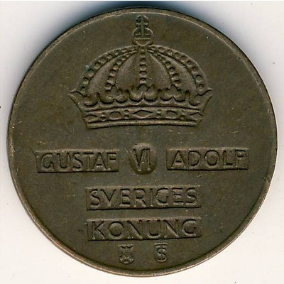 Швеция 2 эре 1953 год - Король Густав VI Адольф