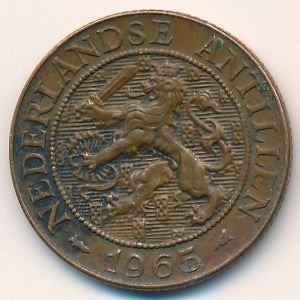 Антильские острова 2 1/2 цента 1965 год (рыба после даты)