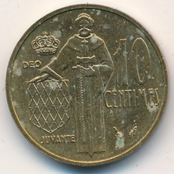 Монако 10 сантимов 1977 год