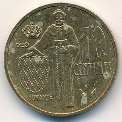 Монако 10 сантимов 1977 год