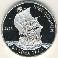 Монета Токелау 5 тала 1998 год