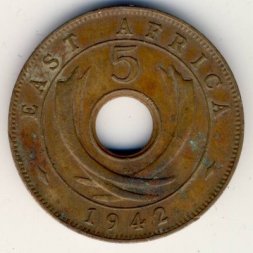 Восточная Африка 5 центов 1942 год - Георг VI (SA)
