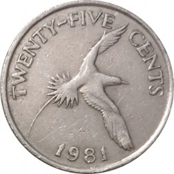 Бермудские острова 25 центов 1981 год
