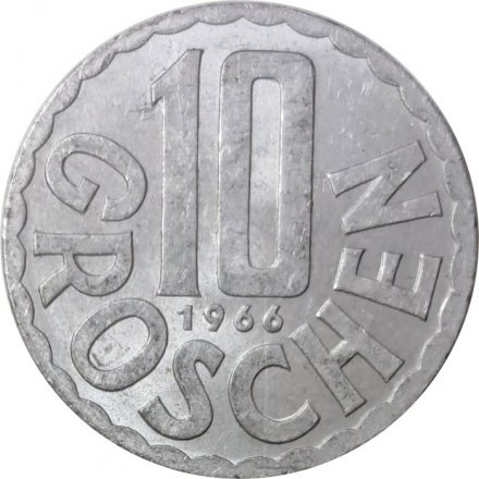 Австрия 10 грошей 1966 год