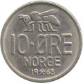 Норвегия 10 эре 1968 год - Король Улаф V. Пчела