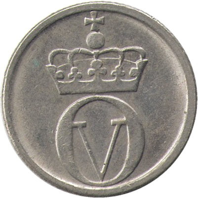 Норвегия 10 эре 1968 год - Король Улаф V. Пчела