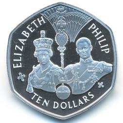 Восточные Карибы 10 долларов 2007 год - 60 лет свадьбе Королевы Елизаветы II и Принца Филиппа